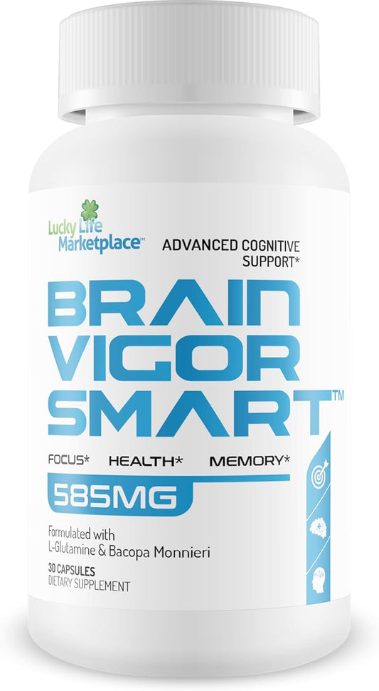 Extra Strength Brain Vigor Smart Booster - Premium Formula for Focus, Memory & Health - Enhanced with 10 High-Quality Ingredients