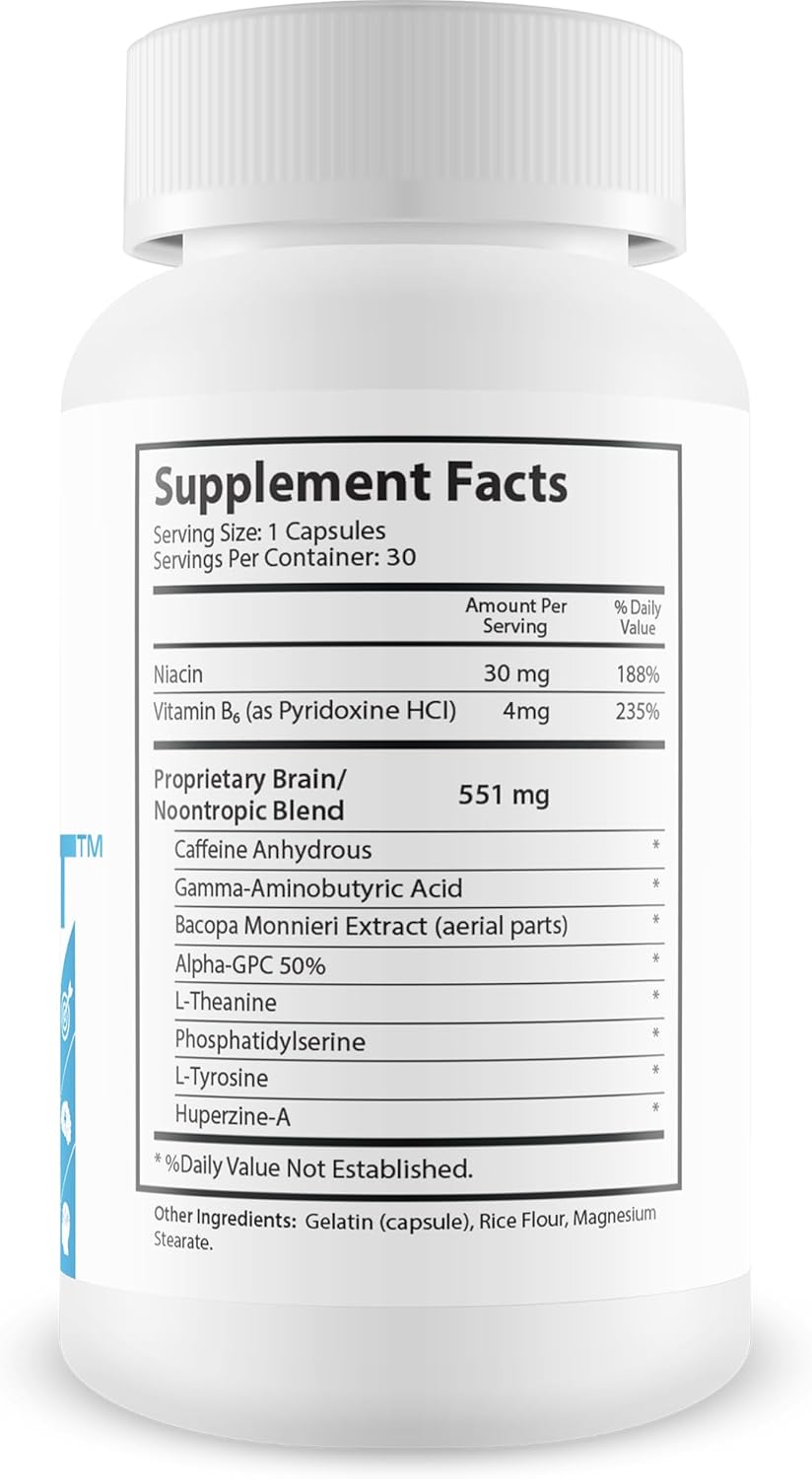 Extra Strength Brain Vigor Smart Booster - Premium Formula for Focus, Memory & Health - Enhanced with 10 High-Quality Ingredients