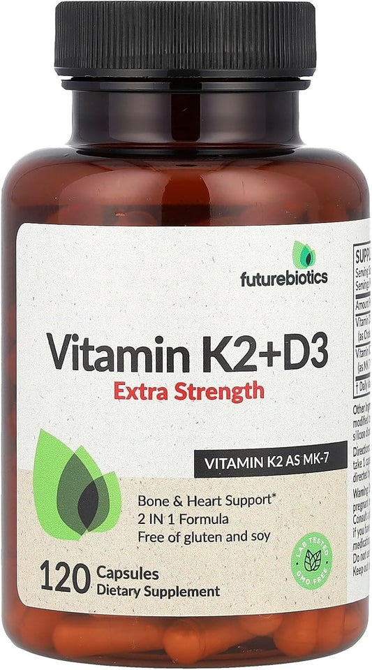 Extra Strength Futurebiotics Vitamin K2 + D3 Capsules - 120 Count