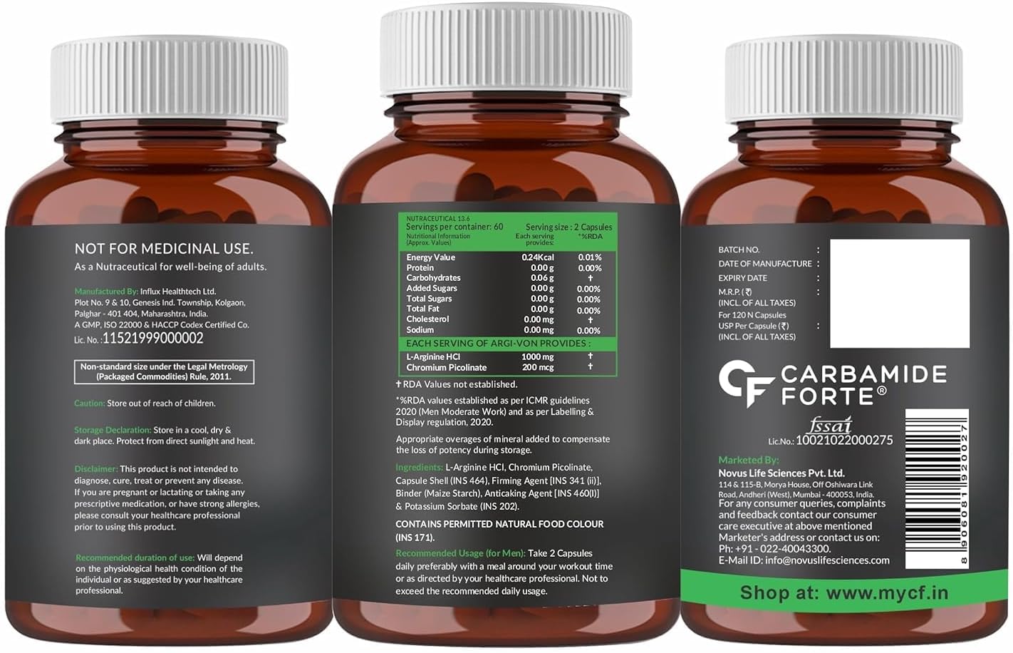 Extra Strength L-Arginine 1000mg Capsules for Nitric Oxide Support | Muscle Relaxation Supplement for Men and Women | 120 Veg Caps