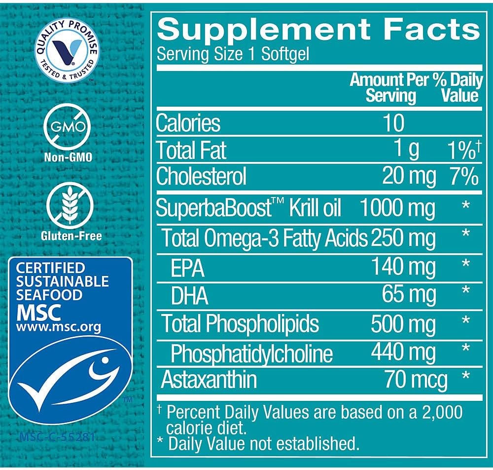 Extra Strength MSC Certified Sustainable Krill Oil - 1,000 MG (30 Softgels) by The Vitamin Shoppe