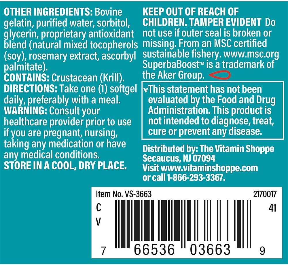 Extra Strength MSC Certified Sustainable Krill Oil - 1,000 MG (30 Softgels) by The Vitamin Shoppe