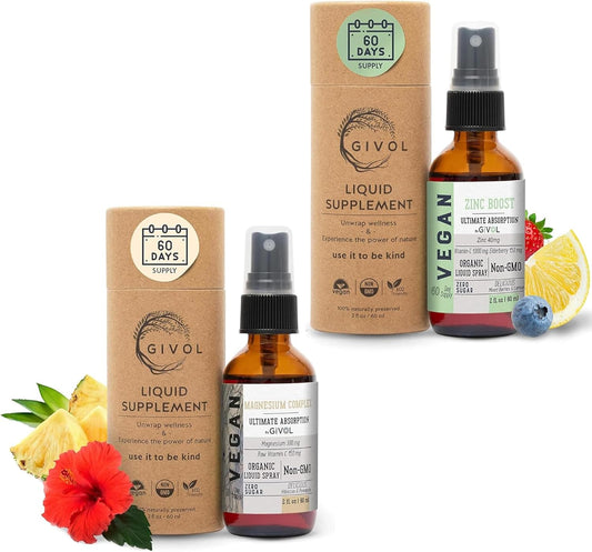 Extra Strength Tri Magnesium Complex Liquid Spray with Vitamin C and Zinc Boost - Sugar Free Elderberry Extract - 300mg Magnesium Biglycinate, Citrate & Taurate - 40mg Zinc - GIVOL