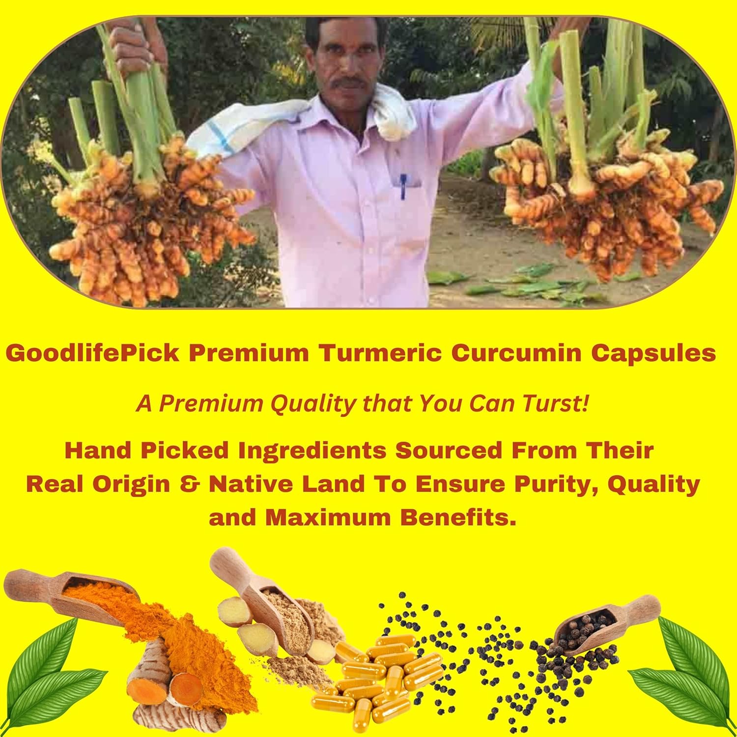 Extra Strength Turmeric Curcumin Capsules with Ginger, Black Pepper Extract - 95% Curcuminoids - NonGMO, All Natural - 90 Veg Capsules