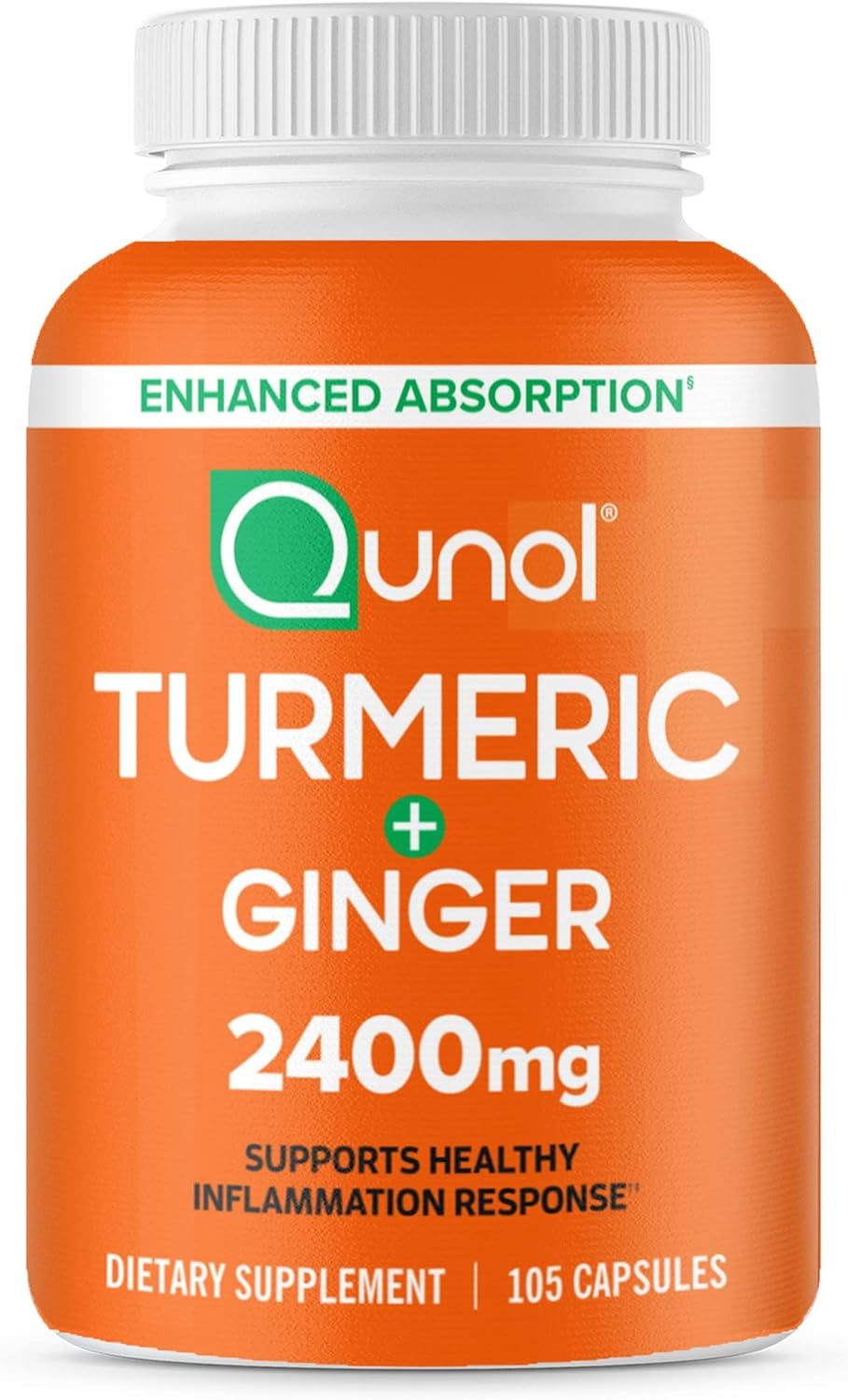 Extra Strength Turmeric Curcumin Supplement with Black Pepper & Ginger for Joint Support - 2400mg Turmeric Extract with 95% Curcuminoids, Enhanced Absorption - 105 Softgels