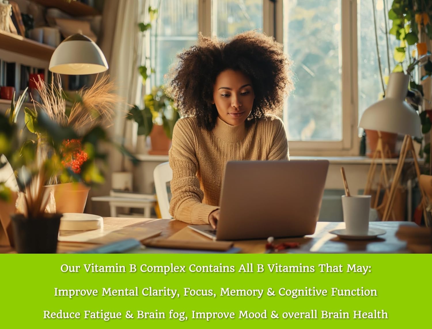 Extra Strength Vegan Vitamin B Complex with Biotin & Vitamin B-12 - 60 Capsules for Brain, Energy, Immune & Heart Health