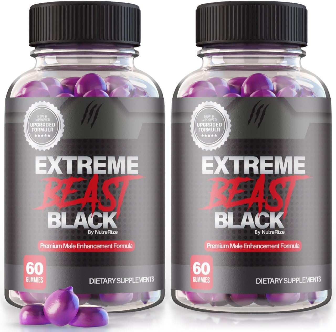 Extreme Beast Black Gummies (2 Pack) for Men - Daily Peak Performance Formula, Premium Supplement with 120 Gummies, ExtremeBeast Reviews
