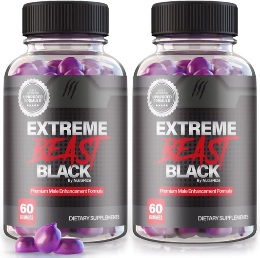 Extreme Beast Black Gummies (2 Pack) for Men - Daily Peak Performance Formula, Premium Supplement with 120 Gummies, ExtremeBeast Reviews