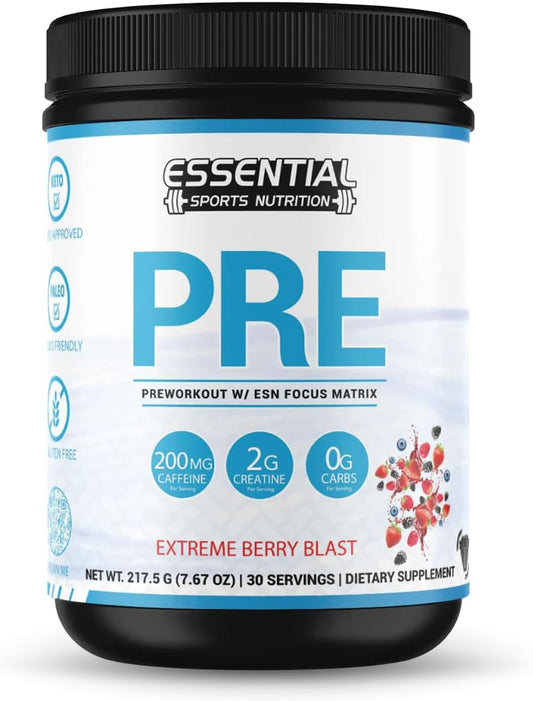 Extreme Berry Blast Pre-Workout Supplement with Creatine, Focus Formula, and Caffeine