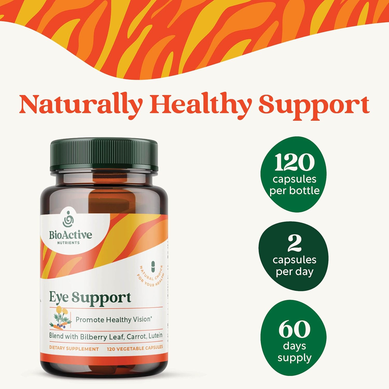 Eye Health Support Supplement with Lutein - 120 Vegetarian Capsules for Optimal Eye Health