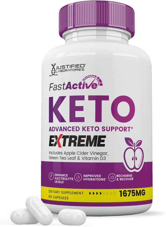 Fast Active Keto ACV Extreme Pills 1675MG - Keto Support Blend with Apple Cider Vinegar, Green Tea, and Olive Oil - 120 Capsules