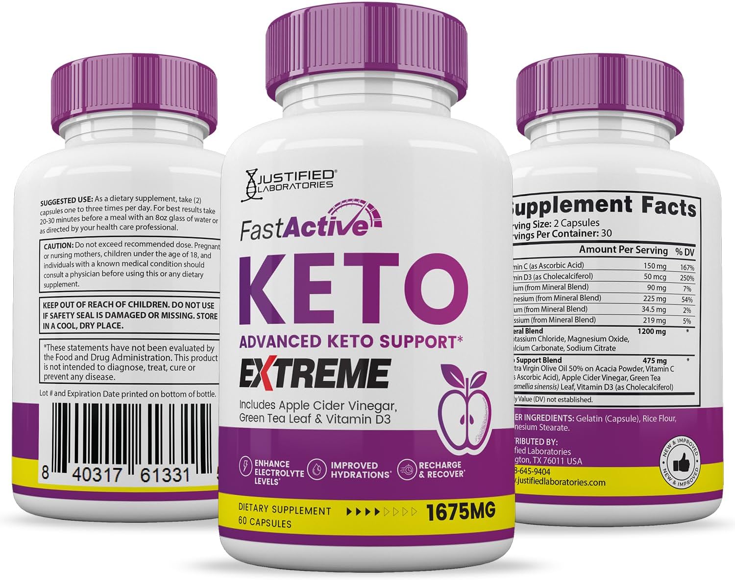 Fast Active Keto ACV Extreme Pills 1675MG - Keto Support Blend with Apple Cider Vinegar, Green Tea, and Olive Oil - 120 Capsules