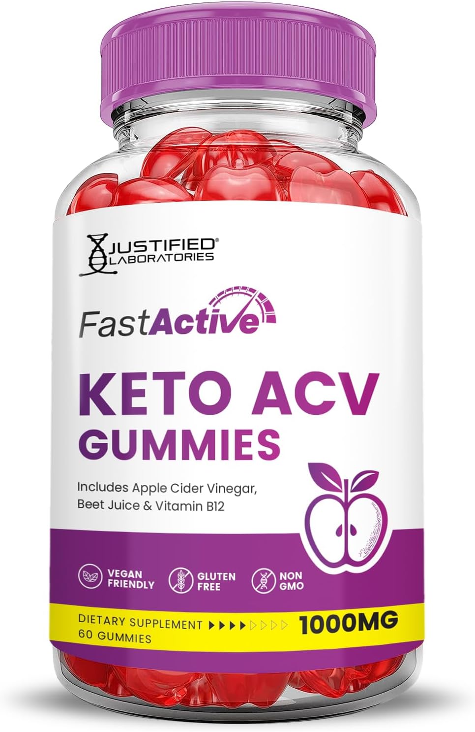 Fast Active Keto ACV Gummies with Pomegranate Beet Juice Powder - 1000MG Advanced Formula - Vegan & Non GMO - 60 Gummys