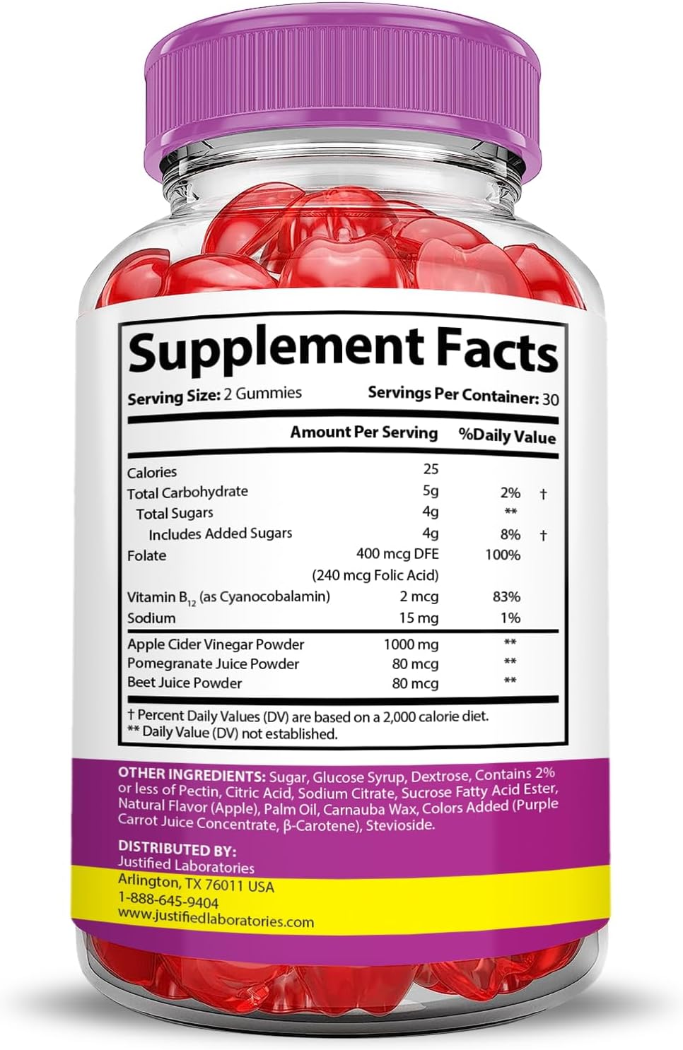 Fast Active Keto ACV Gummies with Pomegranate Beet Juice Powder - 1000MG Advanced Formula - Vegan & Non GMO - 60 Gummys