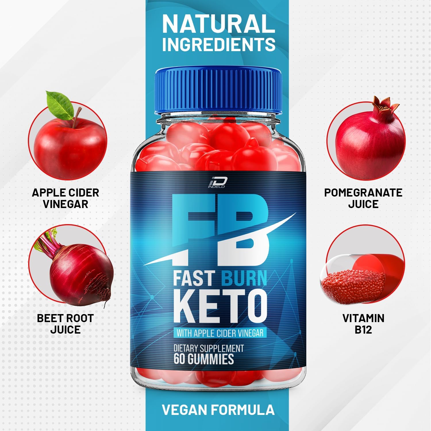 Fast Burn Keto ACV Gummies - Weight Management Supplement with Apple Cider Vinegar 1000MG, Vitamin B12 - 180 Gummies (3 Pack)