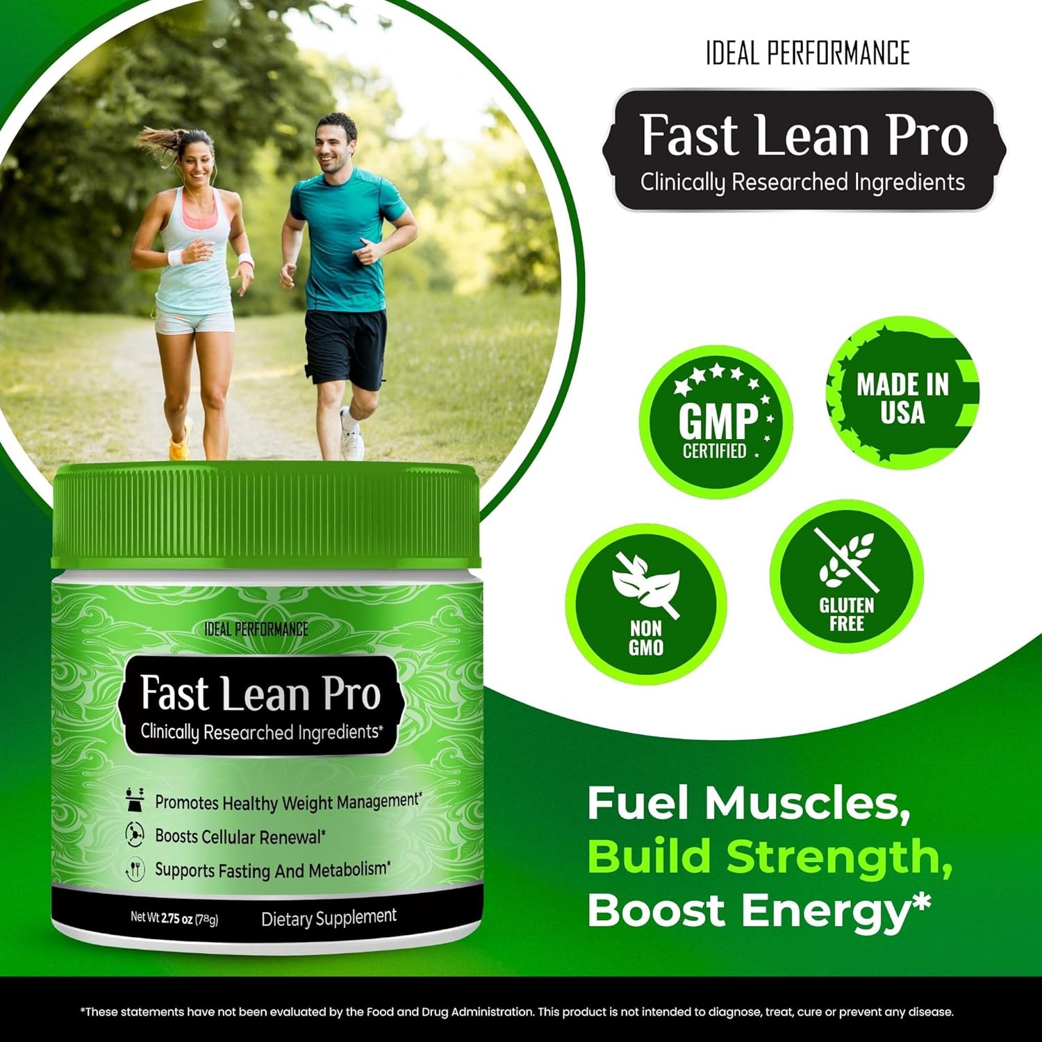 Fast Lean Pro: Advanced Formula BCAA Drink Capsules - All Natural Powder for Ideal Performance (2 Pack)
