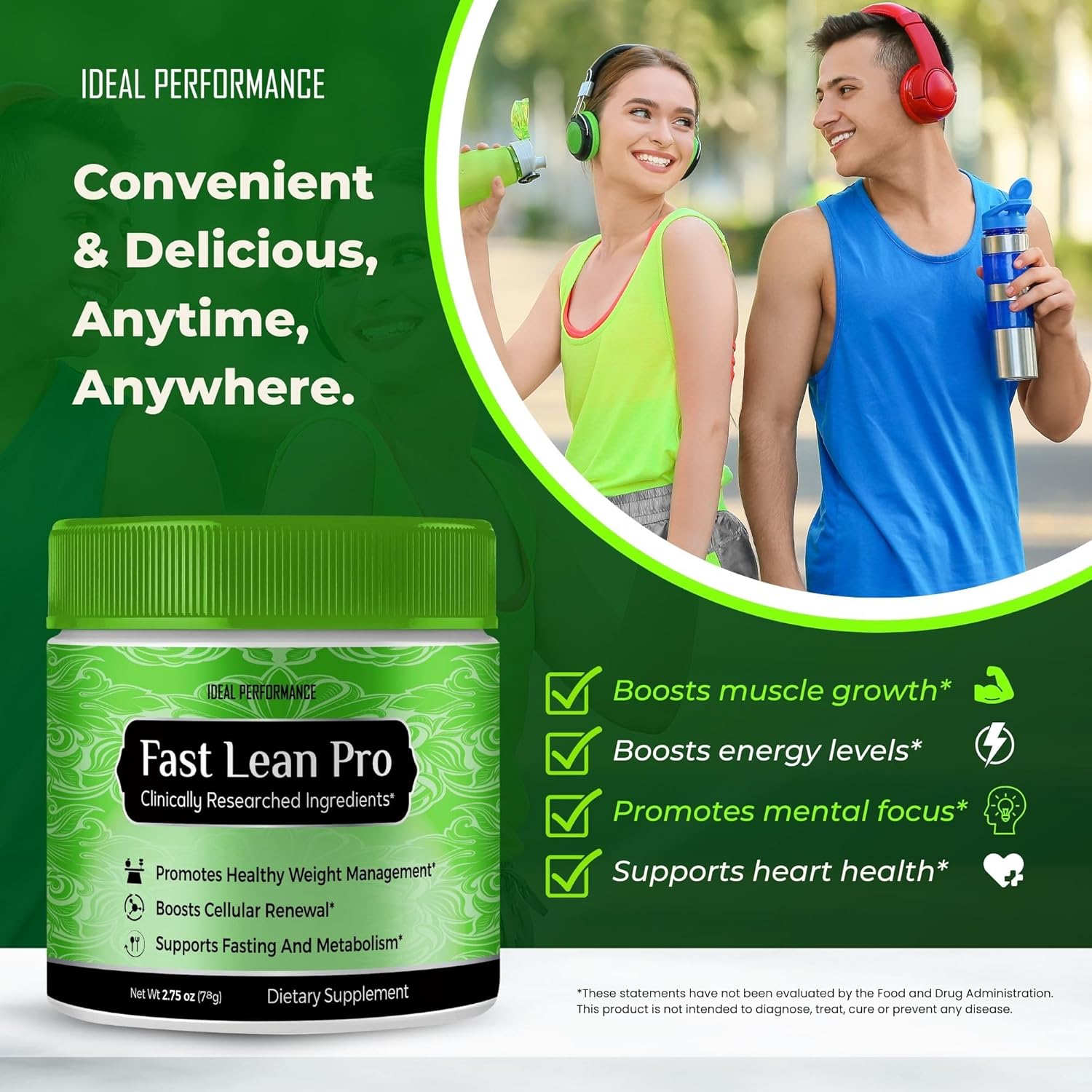 Fast Lean Pro: Advanced Formula BCAA Drink Capsules - All Natural Powder for Ideal Performance (2 Pack)