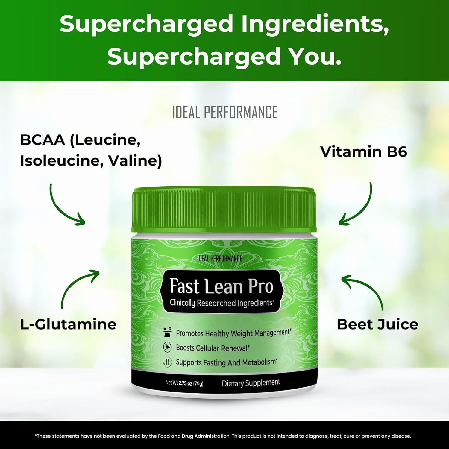 Fast Lean Pro: Advanced Formula BCAA Drink Capsules - All Natural Powder for Ideal Performance (2 Pack)