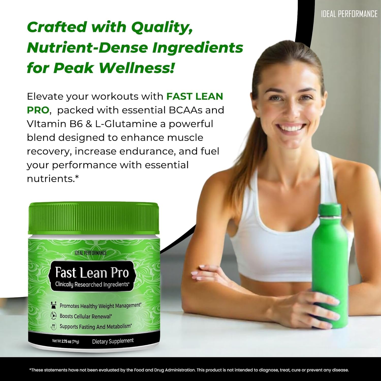 Fast Lean Pro: Advanced Formula BCAA Drink Capsules - All Natural Powder for Ideal Performance (2 Pack)