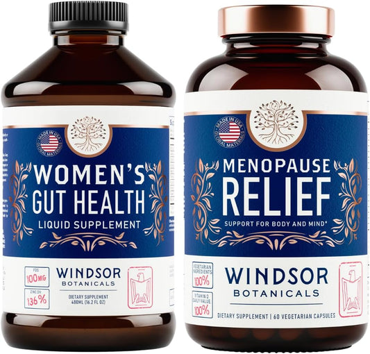 Feminine Balance Complex Bundle with Menopause and IBS Multivitamins for Gut Health by WINDSOR BOTANICALS