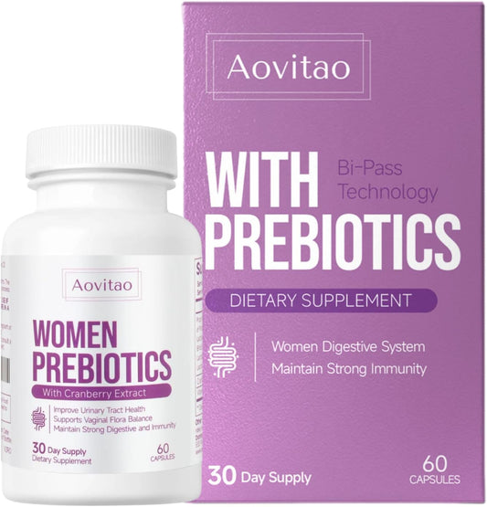 Feminine Gut Health Probiotic Capsules - 60 Billion CFU Vaginal and Urinary Tract Support for Women - Prebiotics for pH Balance