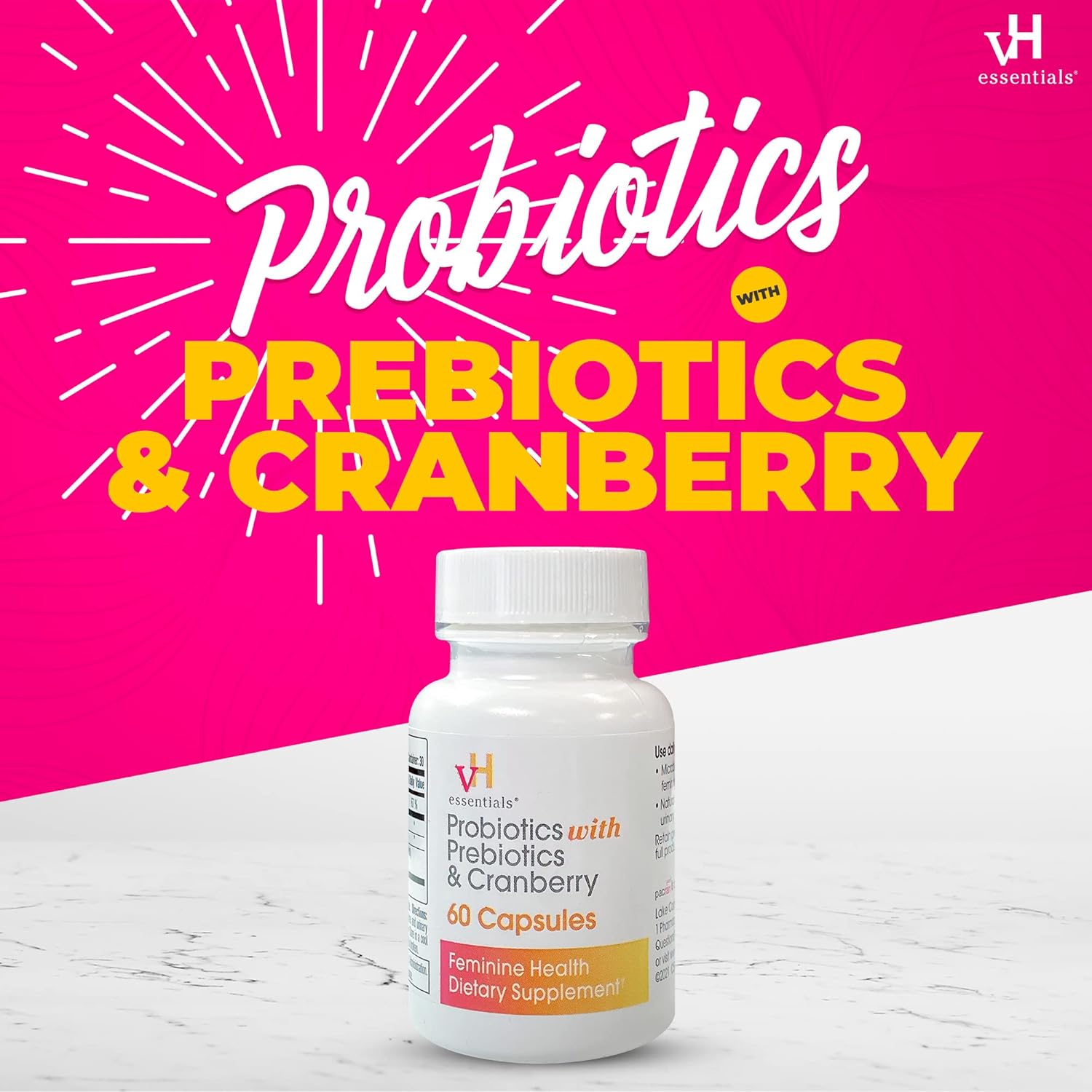 Feminine Health Bundle: Probiotics, Prebiotics, Cranberry Capsules & Odor Control Wipes with Boric Acid
