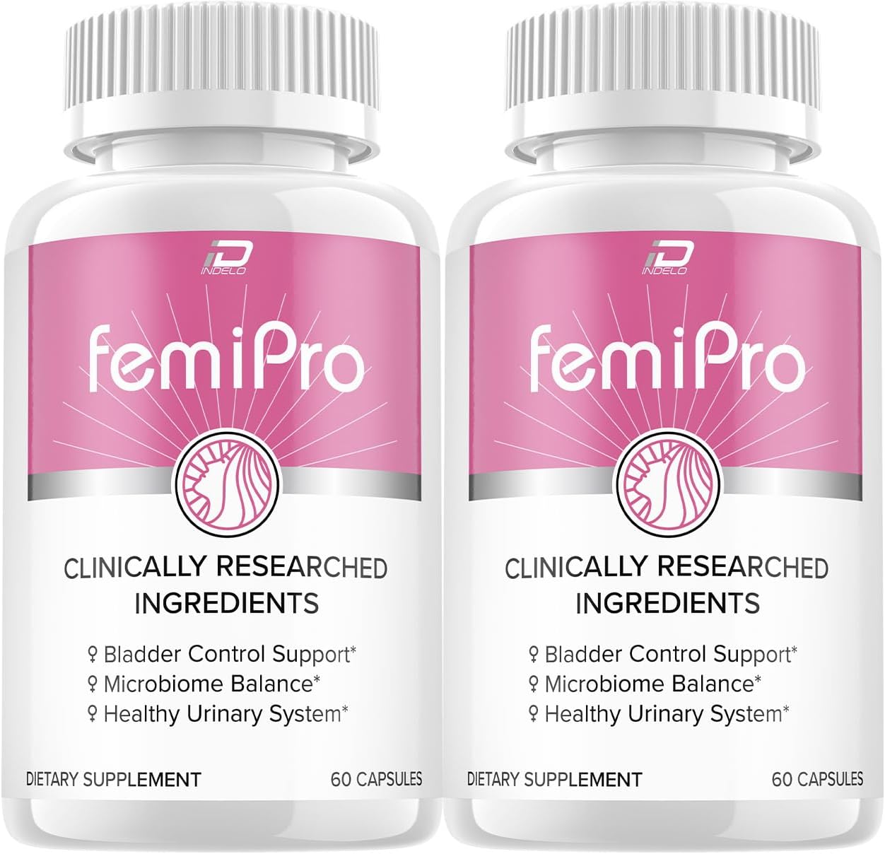 FemiPro Bladder Support Supplement - Probiotic Pills for 24 Hour Urinary Control - 2 Pack with 120 Capsules