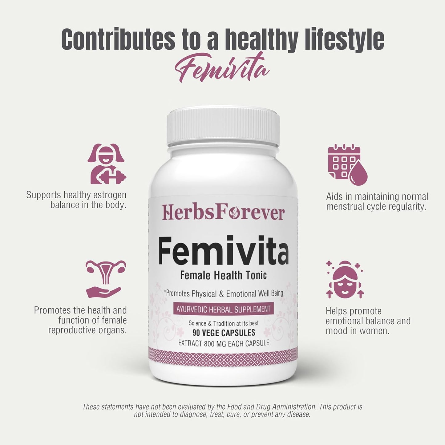Femivita Capsules for Women's Health - Skin & Muscle Support - 90 Vege Capsules 800mg