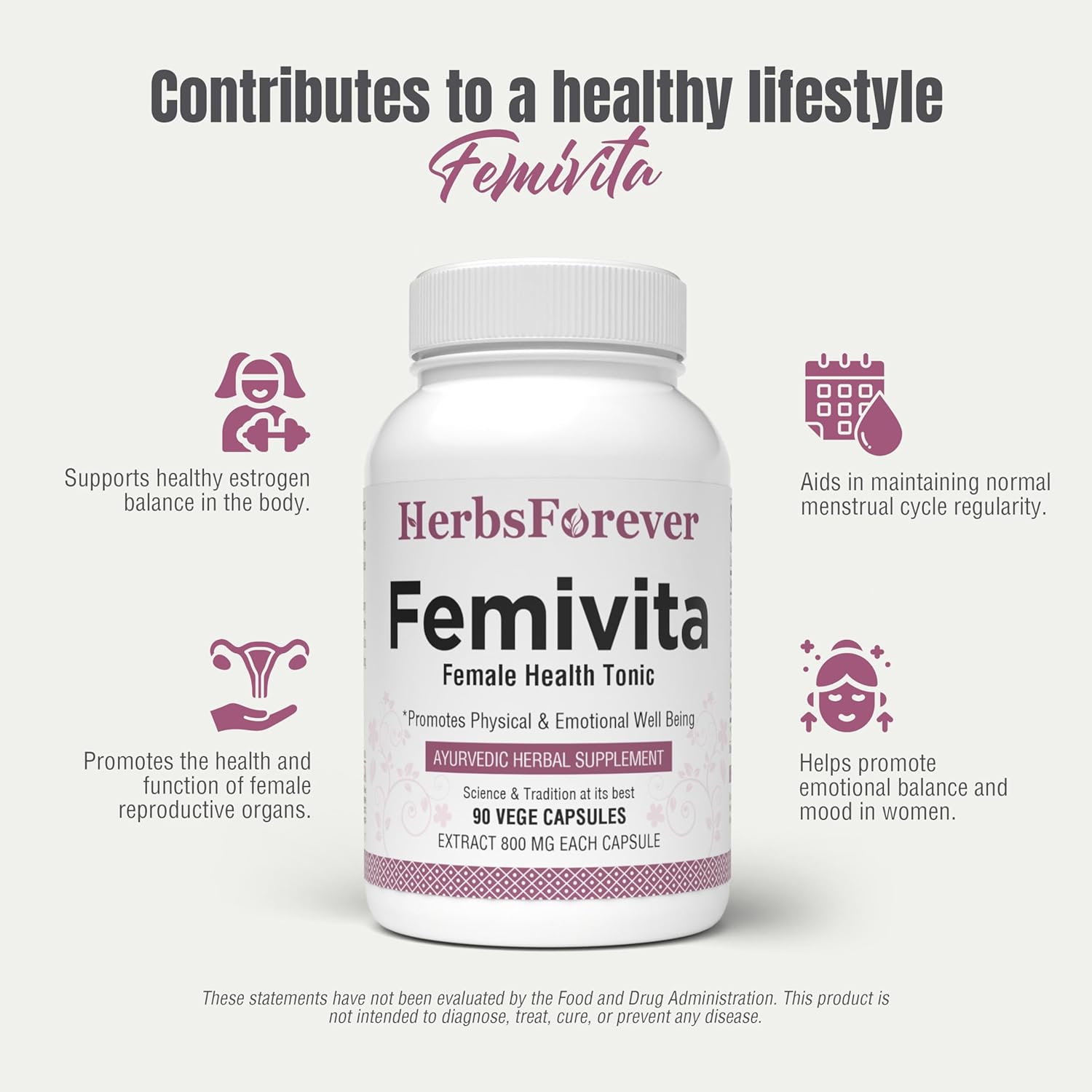 Femivita Capsules for Women's Health - Skin & Muscle Support - 90 Vege Capsules 800mg