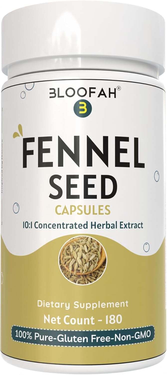 Fennel Seed Capsules 500mg | 10:1 Extract | 180 Count | Foeniculum vulgare | Herbal Supplement | Non-GMO | Plant-Based Formula