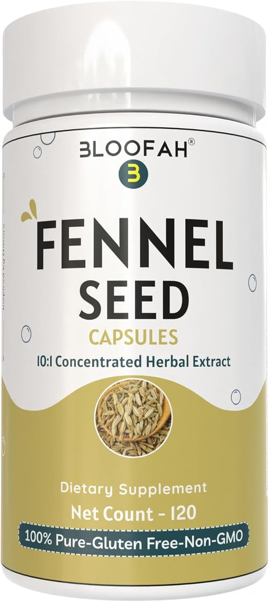 Fennel Seed Capsules 500mg | 10:1 Extract | Non-GMO, Gluten-Free | Traditional Herbal Formula | 120 Count