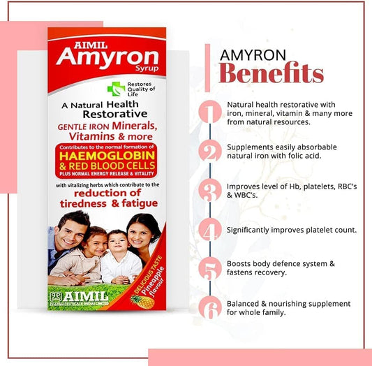 Fett Amyron Multivitamin Syrup for Energy & Hemoglobin Boost - 200 ML (Pack of 3)