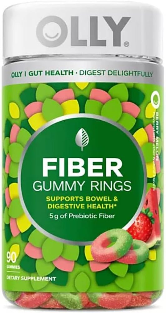 Fiber Gummy Rings with 5g Prebiotic Fiber and FOS for Digestive Support in Berry Melon Flavor