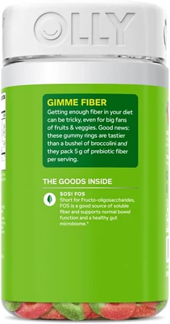 Fiber Gummy Rings with 5g Prebiotic Fiber and FOS for Digestive Support in Berry Melon Flavor