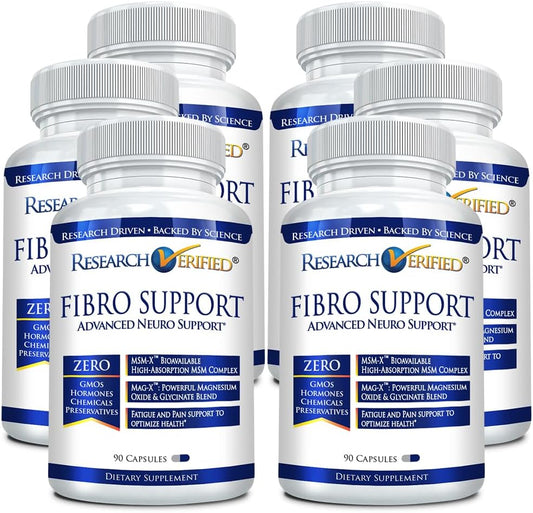 Fibro Support Supplement - 540 Capsules - MSM, Magnesium, Vitamin D3, BioPerine - Vegan Formula - 6 Months Supply