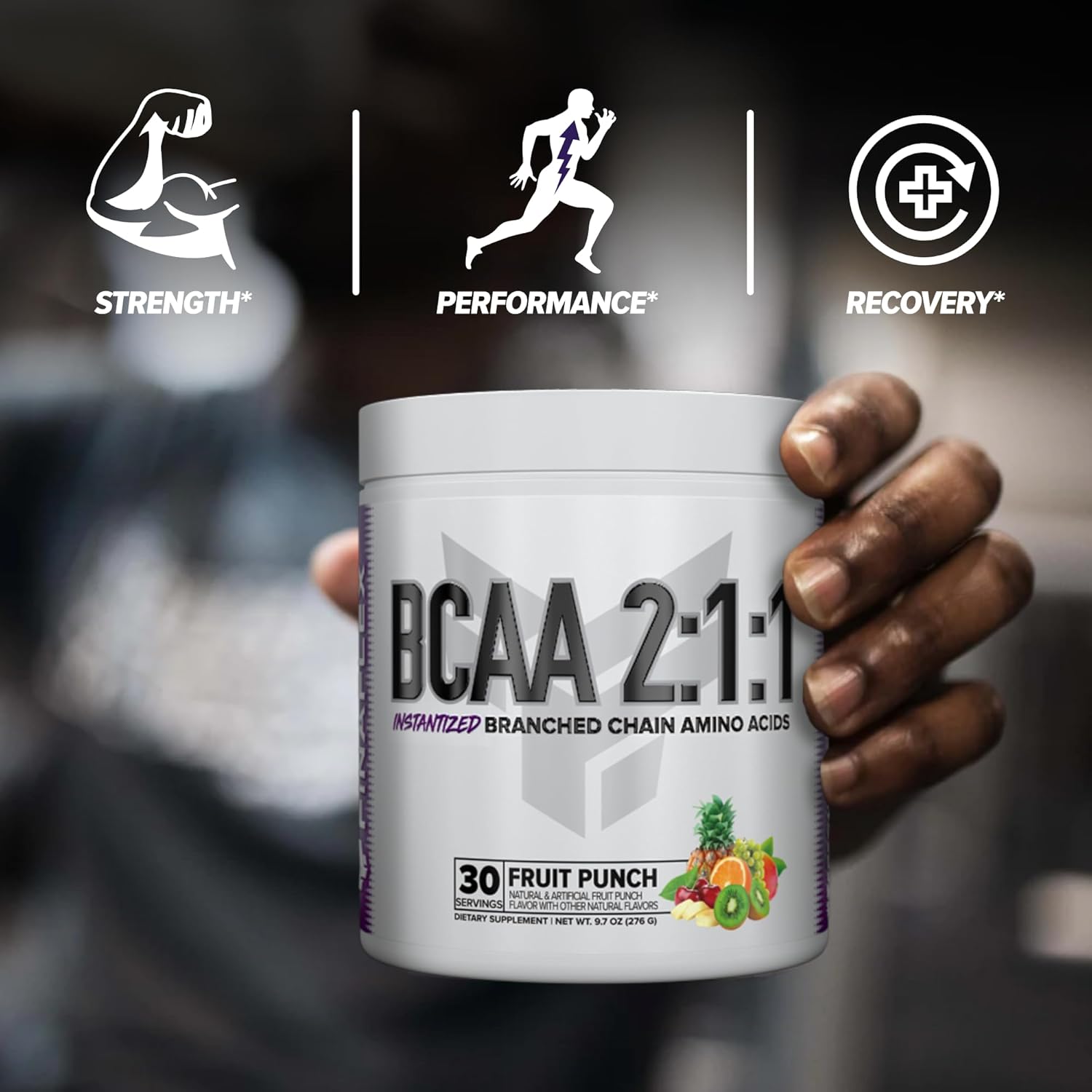 FINAFLEX Pure BCAA 2:1:1 Fruit Punch Powder - 9.7 oz - Enhances Strength, Recovery, and Performance - 30 Servings with Vitamin C