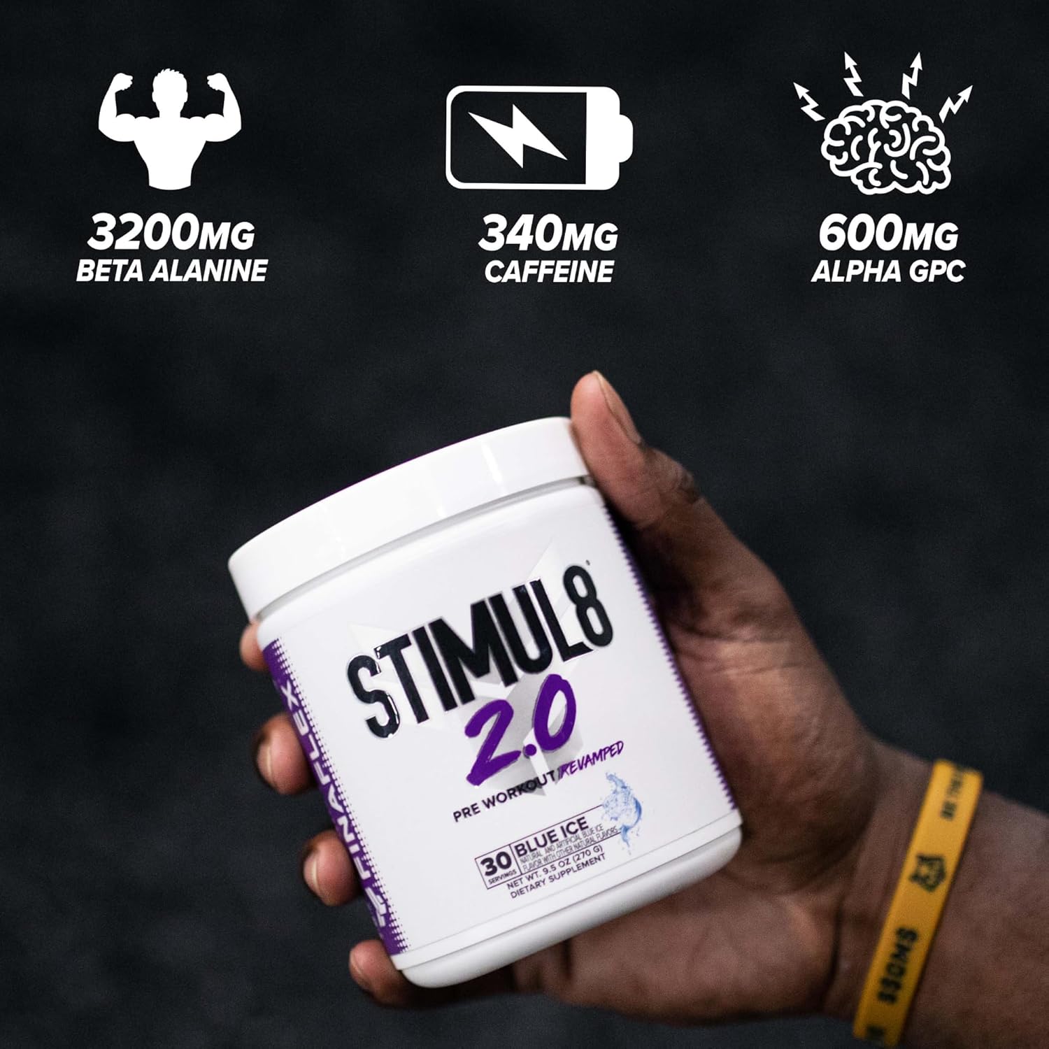 FINAFLEX STIMUL8 2.0 Pre Workout, Granny Apple Flavor - Boosts Energy, Focus, and Strength - Contains Beta-Alanine, Alpha GPC, and Caffeine - 30 Servings
