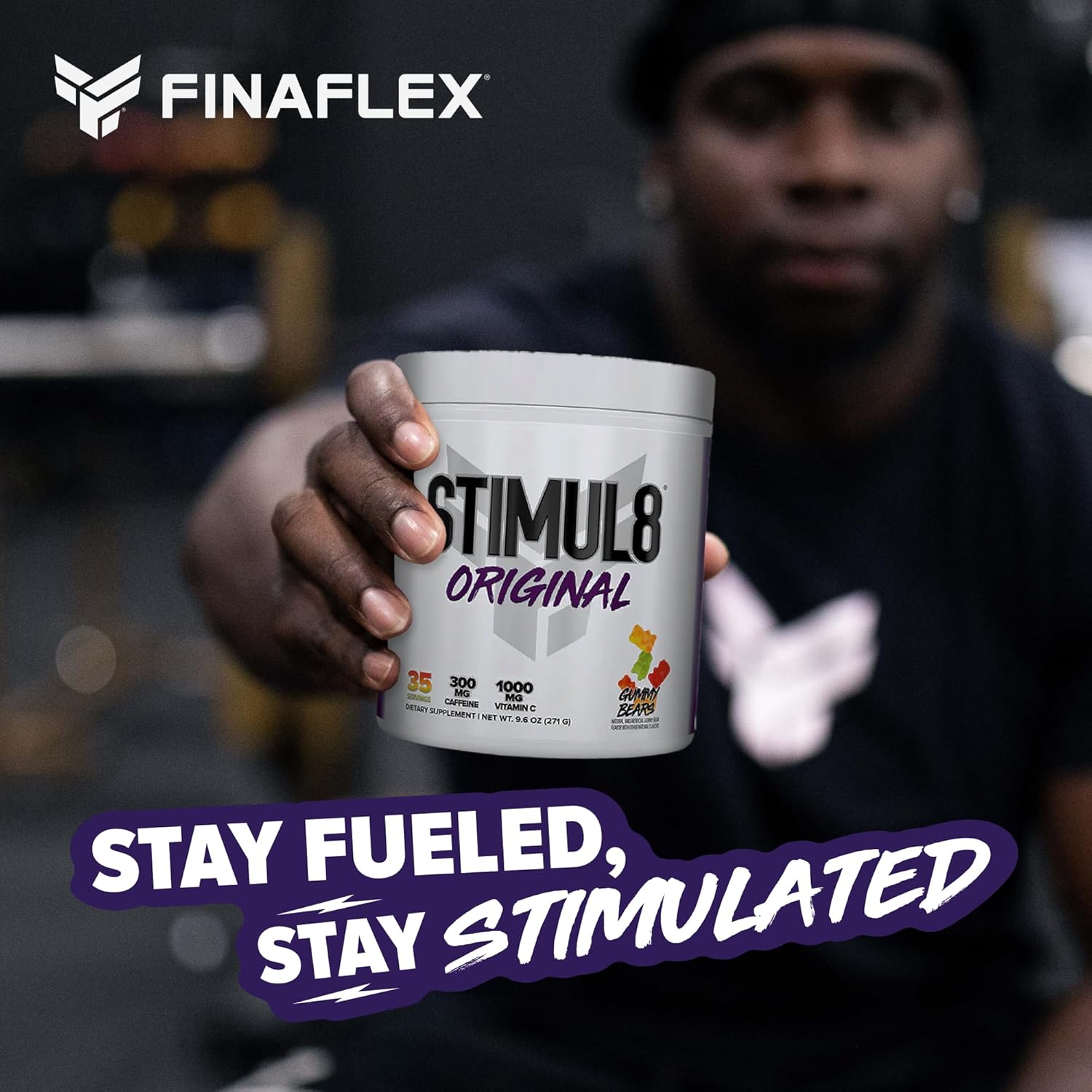 FINAFLEX STIMUL8 Original Pre-Workout Gummy Bears - Boost Energy & Strength with Caffeine, Beta-Alanine, Vitamin C - 35 Servings for Men & Women
