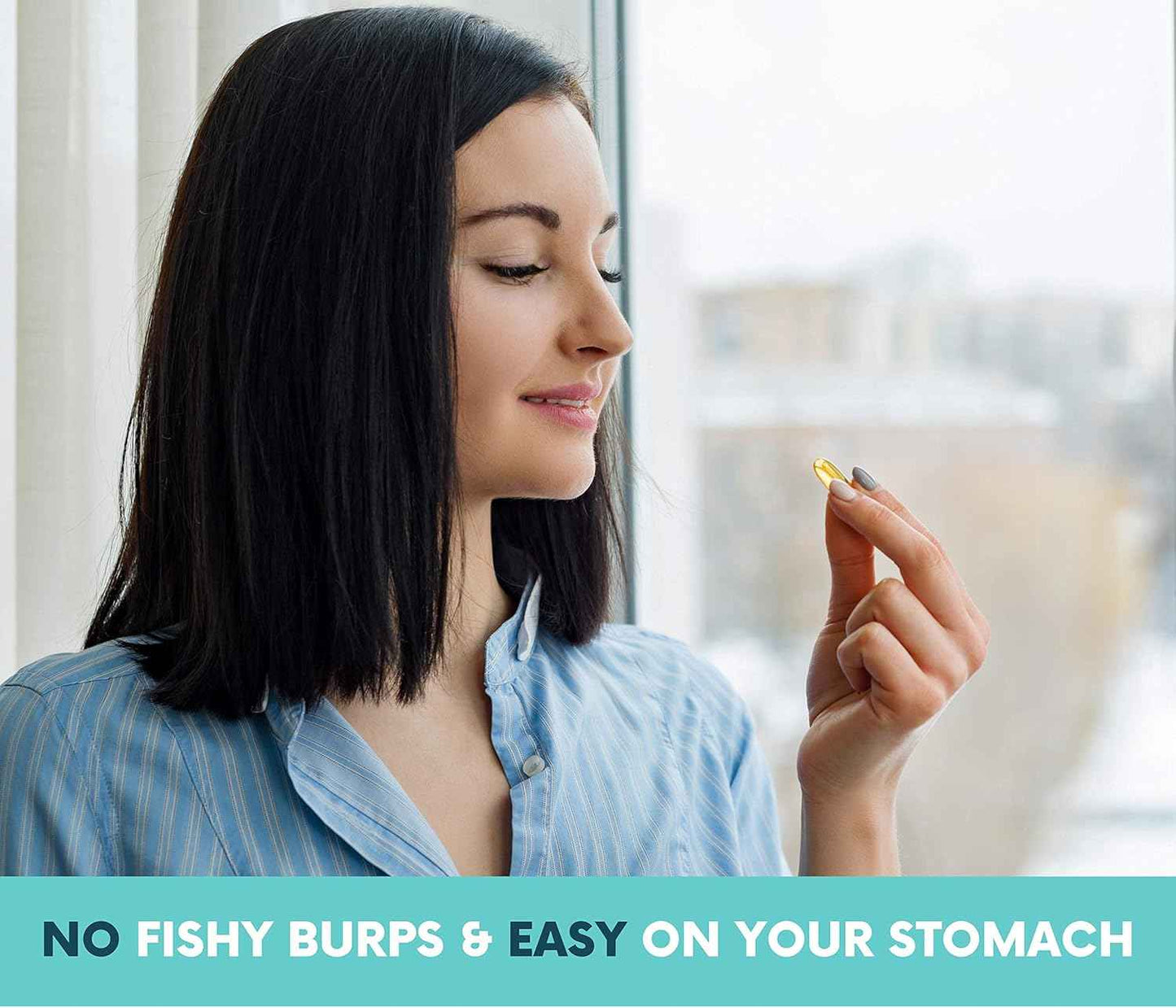 Fish Oil Omega 3 Supplement – Burpless & Supports Heart Health (60 Servings) - EPA & DHA Omega-3 Fatty Acids Brain, Eye, Skin & Joint Health – Natural, Fish Oil Capsules