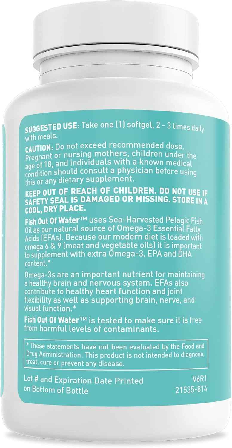 Fish Oil Omega 3 Supplement – Burpless & Supports Heart Health (60 Servings) - EPA & DHA Omega-3 Fatty Acids Brain, Eye, Skin & Joint Health – Natural, Fish Oil Capsules