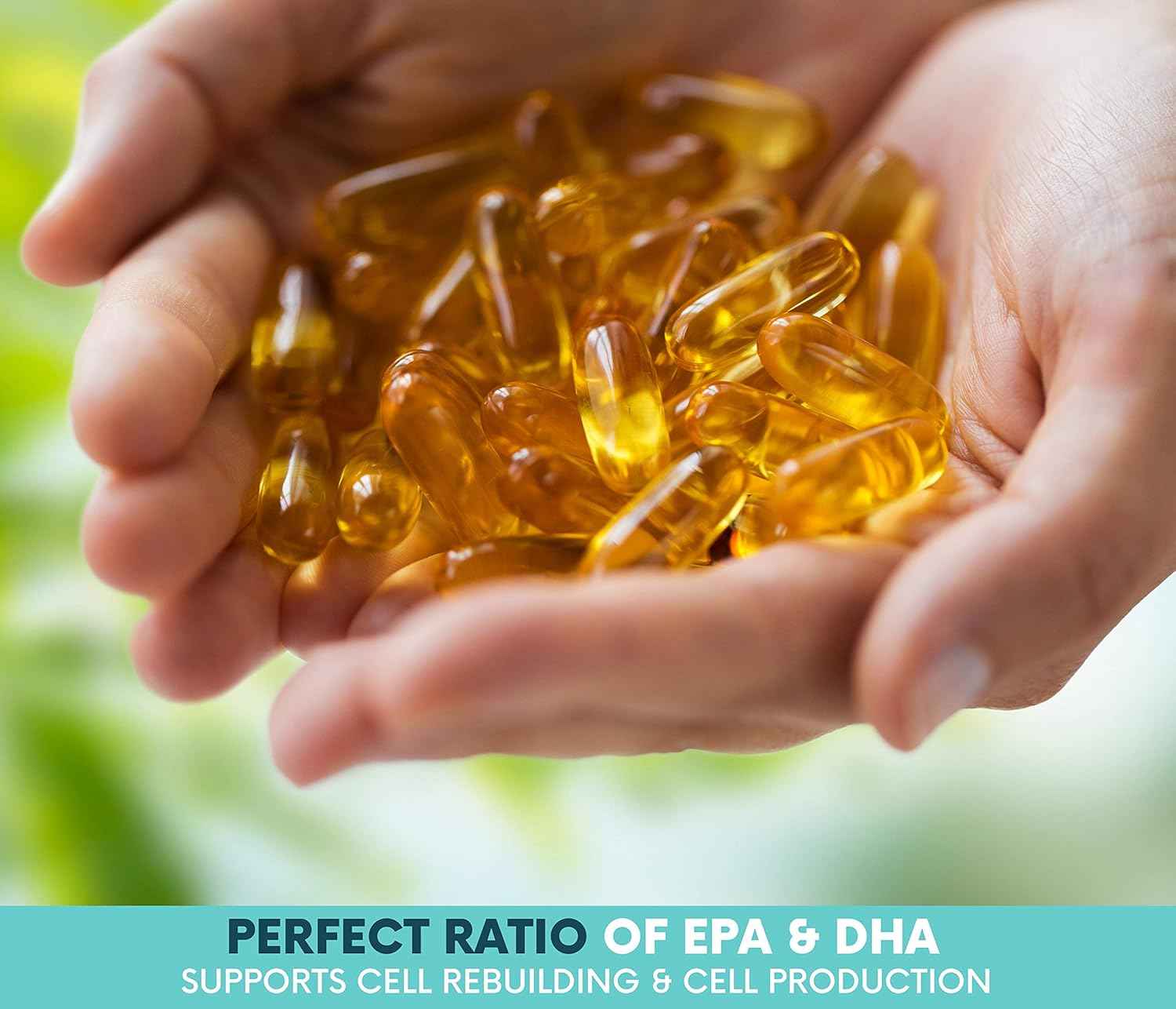Fish Oil Omega 3 Supplement – Burpless & Supports Heart Health (60 Servings) - EPA & DHA Omega-3 Fatty Acids Brain, Eye, Skin & Joint Health – Natural, Fish Oil Capsules