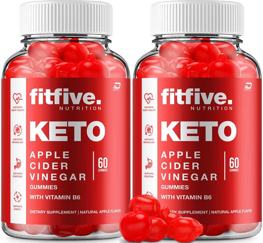 Fitfive Keto ACV Gummies: Apple Cider Vinegar Supplement with Vitamin B12 - 1000MG, Fit Five Gummies Reviews - 2 Pack (120 Gummies)