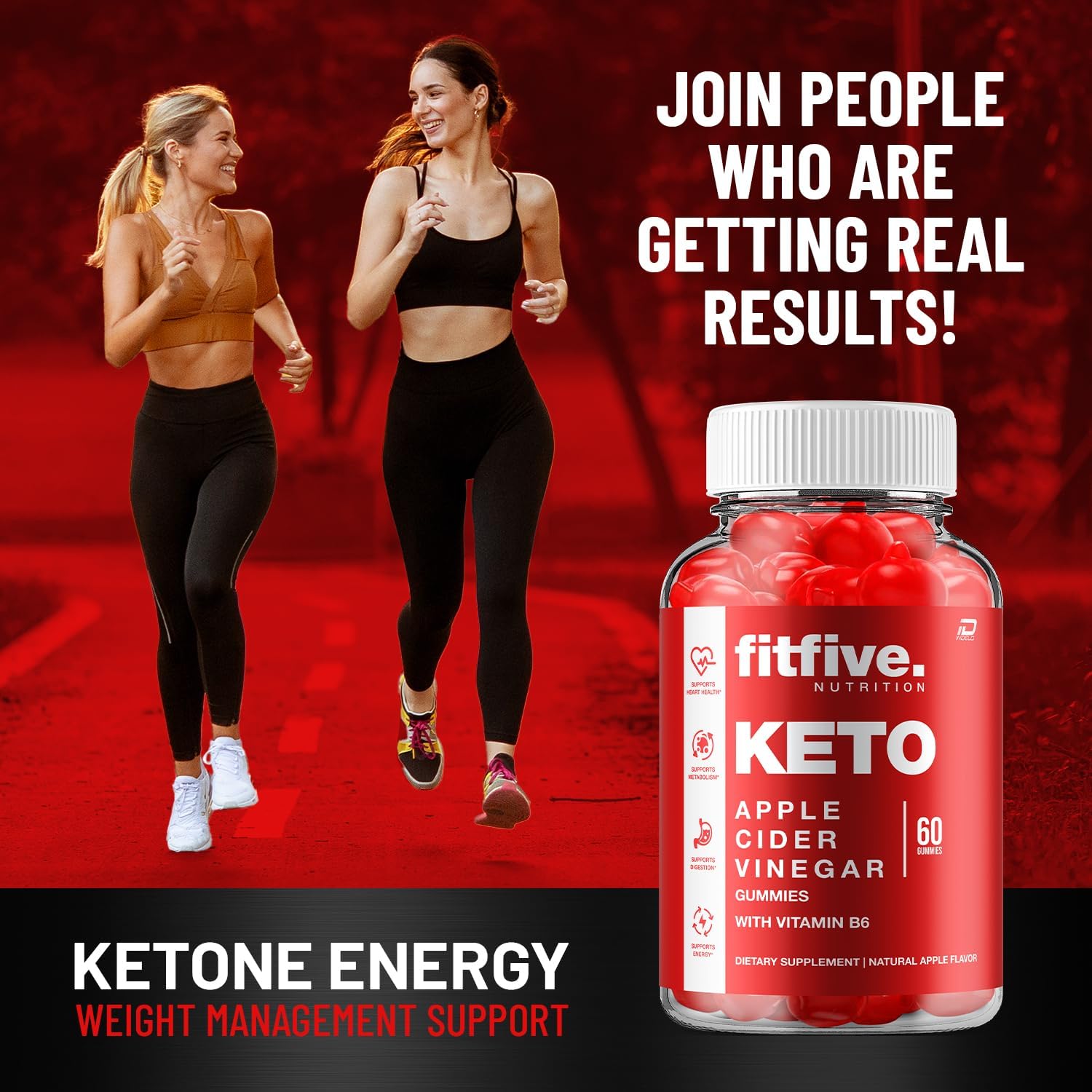 Fitfive Keto ACV Gummies: Apple Cider Vinegar Supplement with Vitamin B12 - 1000MG, Fit Five Gummies Reviews - 2 Pack (120 Gummies)