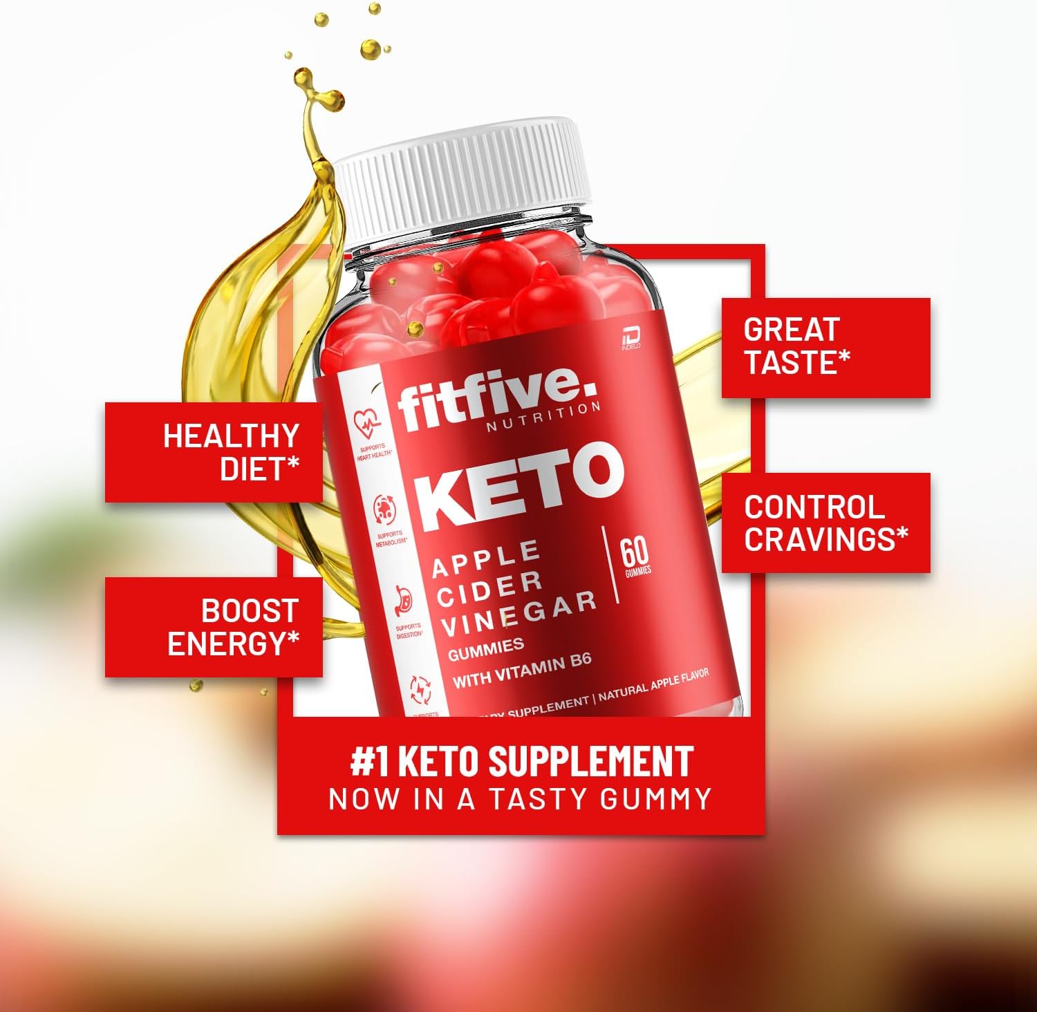 Fitfive Keto ACV Gummies: Apple Cider Vinegar Supplement with Vitamin B12 - 1000MG, Fit Five Gummies Reviews - 2 Pack (120 Gummies)