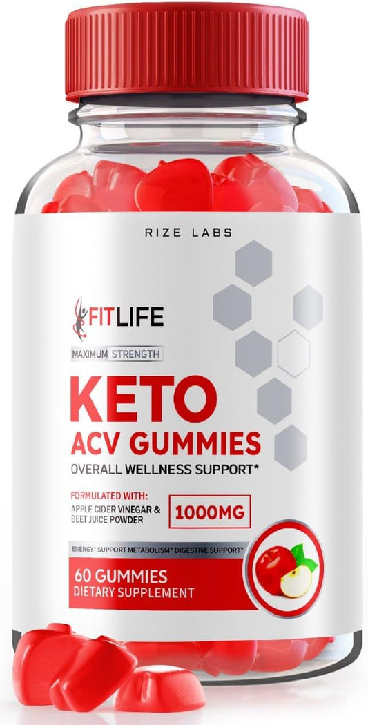 FitLife Keto ACV Gummies - Extra Strength  Slimming Formula  Supplement with Apple Cider Vinegar for Belly Fat Reduction (60 Gummies)
