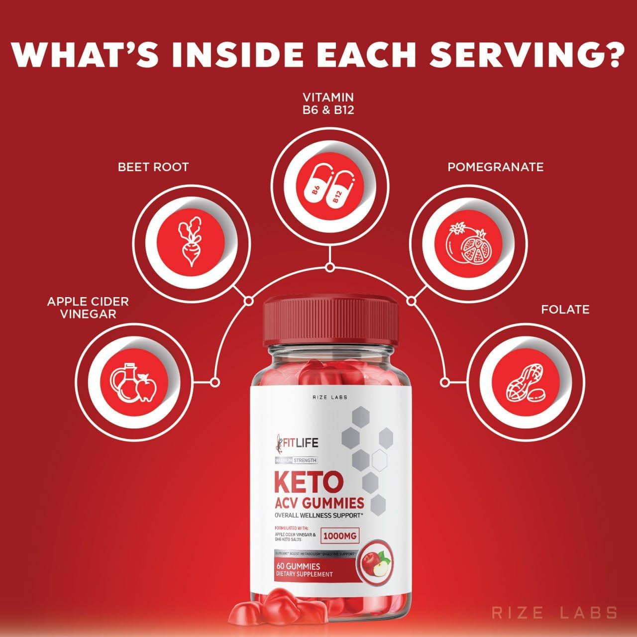FitLife Keto ACV Gummies - Extra Strength  Slimming Formula  Supplement with Apple Cider Vinegar for Belly Fat Reduction (60 Gummies)