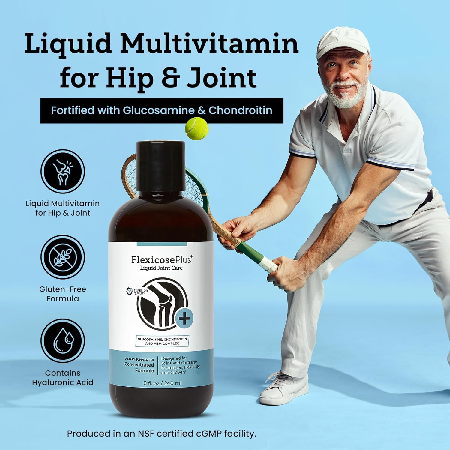 Flexicose Plus Liquid Joint Care Supplement - 8 fl oz - Advanced Joint Support with Glucosamine, Chondroitin & MSM - Men and Women Joint Health