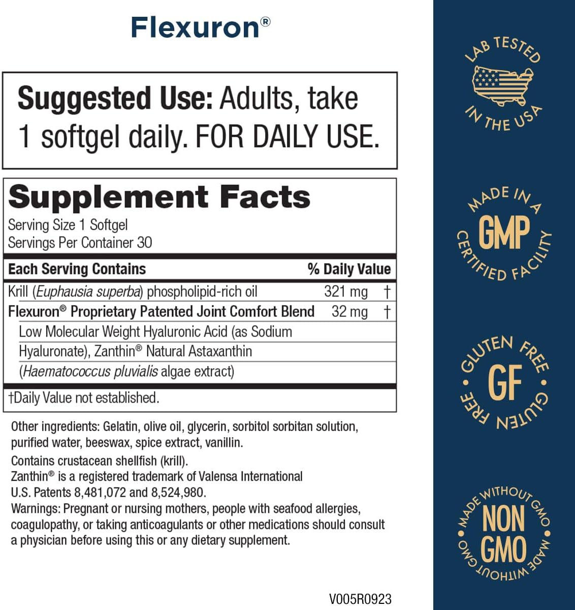 Flexuron Joint Formula with Krill Oil, Hyaluronic Acid, and Astaxanthin + Berry Joint Gel Powder with Collagen Peptides and MSM