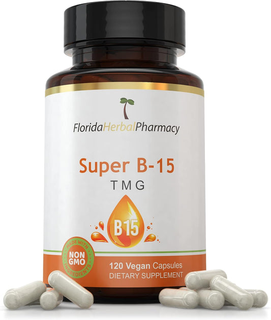 Florida Herbal Pharmacy Super B-15 TMG 120 Capsules Pangamic Acid Supplement Pack - 1 Count