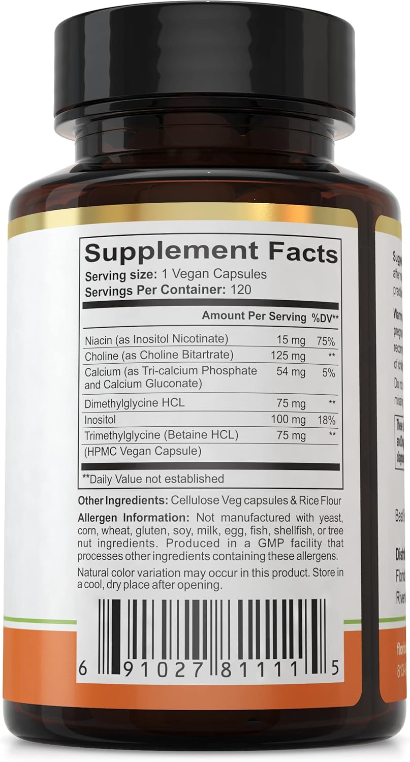 Florida Herbal Pharmacy Super B-15 TMG 120 Capsules Pangamic Acid Supplement Pack - 1 Count